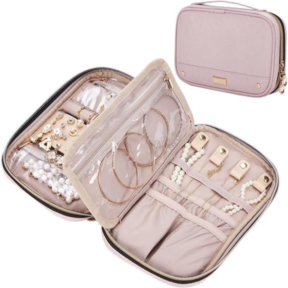 Travel Jewelry Case, Travel Organizer for Jewelery, Watch, Pink - Picture 1 of 7